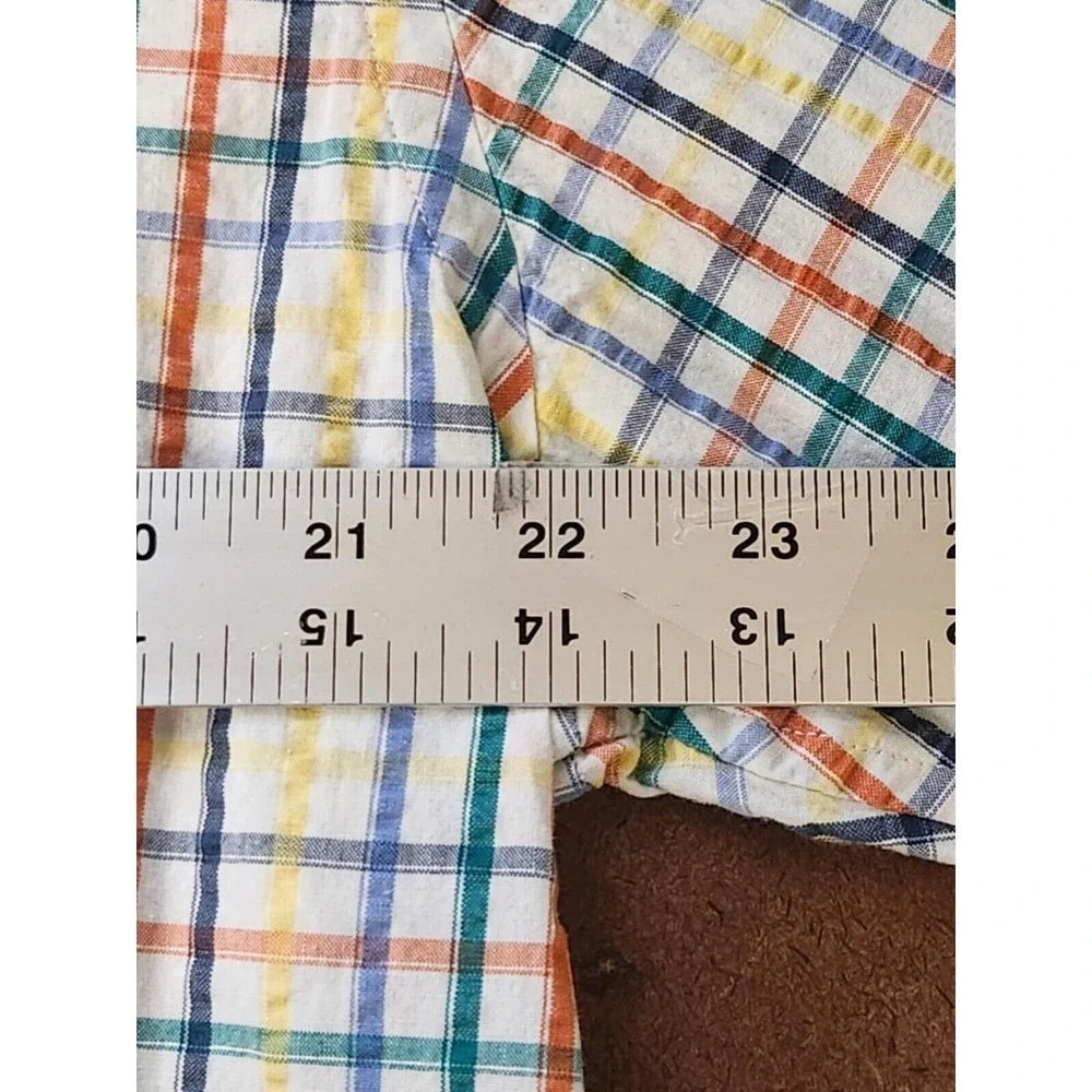 Banana Republic Seersucker Shirt Men‎ Sz Large Stripe Button Short Sleeve Casual